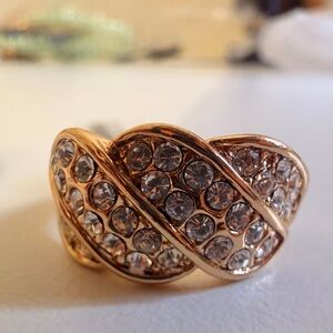 Elegant Gold and Silver Crystal Ring